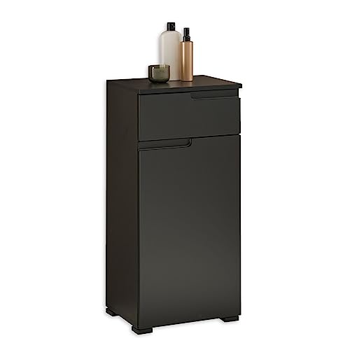 SPICE Badezimmer Kommode mit Schublade in Schwarz matt - Badezimmerschank Bad Schrank mit viel Stauraum - 40 x 85,5 x 32 cm (B/H/T) von Stella Trading