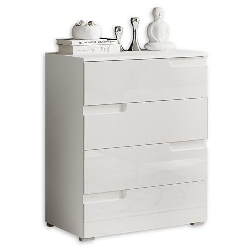 SPICE Kommode in Hochglanz Weiß - Modernes Sideboard mit viel Stauraum für Ihren Wohnbereich - 65 x 80 x 40 cm (B/H/T) von Stella Trading