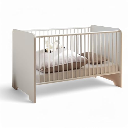 Stella Trading Spice Sicheres Babybett 70x140 cm in Weiß Hochglanz - Funktionales Baby Gitterbett für das Babyzimmer - 78 x 87 x 143 cm (B/H/T) von Stella Trading