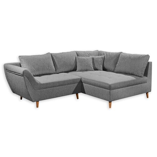 Stella Trading Split Ecksofa, Stoffbezug Dunkelgrau-Moderne Eckcouch für Ihr Wohnzimmer, Polyester, 251 x 90 x 173 cm von Stella Trading