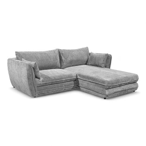 STANLEY Ecksofa mit Schlaffunktion in Silber - Moderne Eckcouch mit Bettkasten für Ihr Wohnzimmer - 240 x 90 x 192 cm (B/H/T) von Stella Trading