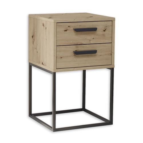 Stella Trading Suna Nachttisch in Artisan Eiche Optik-Moderner Nachtschrank mit Schubladen und schwarzem Metallgestell, Holzwerkstoff, 40 x 65 x 38,5 cm Stella Trading Suna Nachttisch in Artisan Eiche Optik-Moderner Nachtschrank mit Schubladen und schwarzem Metallgestell, Holzwerkstoff, 40 x 65 x 38,5 cm von Stella Trading