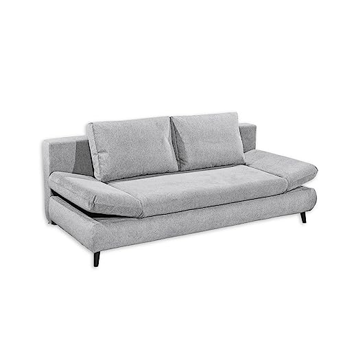 SUNNY Bequemes Schlafsofa mit Bettkasten, Hellgrau - Ausziehbares Sofa mit Schlaffunktion - 212 x 76 (88) X 101 cm (B/H/T) von Stella Trading