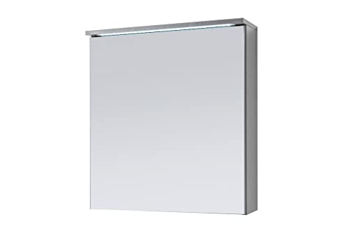 Stella Trading TWO Spiegelschrank Bad mit LED-Beleuchtung in Titan / Weiß - Badezimmerspiegel Schrank mit viel Stauraum - 60 x 68 x 22,5 cm (B/H/T) von Stella Trading