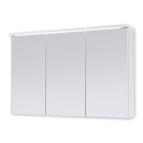 Stella Trading TWO Spiegelschrank Bad mit LED-Beleuchtung in Weiß - Badezimmerspiegel Schrank mit viel Stauraum - 100 x 68 x 22,5 cm (B/H/T) von Stella Trading