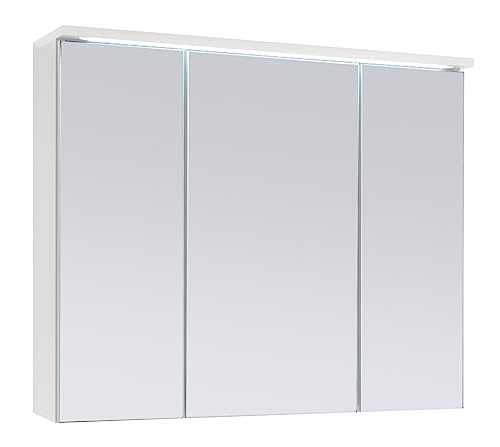 Stella Trading TWO Spiegelschrank Bad mit LED-Beleuchtung in Weiß - Badezimmerspiegel Schrank mit viel Stauraum - 80 x 68 x 22,5 cm (B/H/T) von Stella Trading