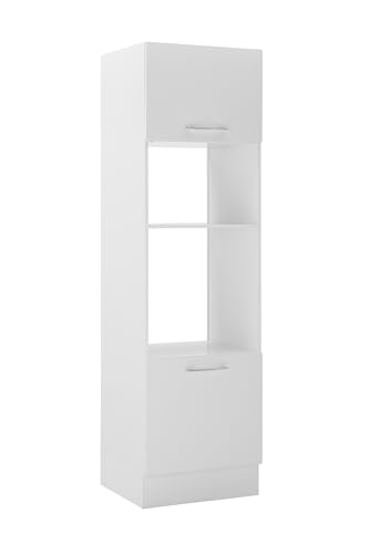Stella Trading Turin Einbauschrank für Backofen und Mikrowelle in Weiß - Geräumiger Hochschrank Küchenschrank mit viel Stauraum - 60 x 211 x 57 cm (B/H/T) von Stella Trading