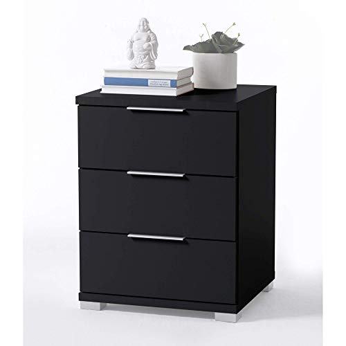 Stella Trading Universal Nachttisch in Schwarz - Moderner Nachtschrank mit drei Schubladen für Ihr Boxspringbett - 46 x 61 x 42 cm (B/H/T) von Stella Trading