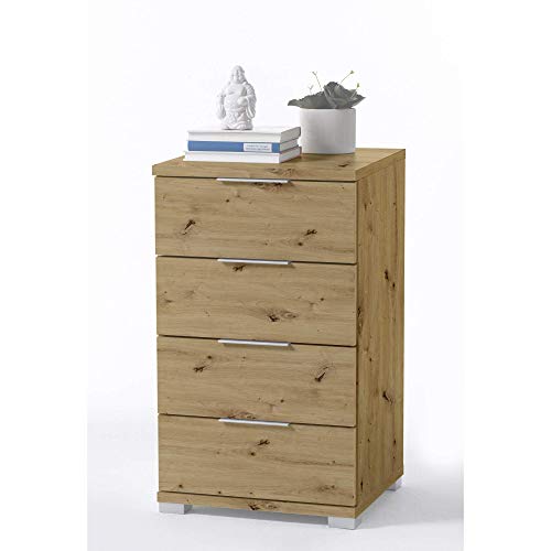 Stella Trading Universal Nachttisch in Artisan Eiche Optik - Moderner Nachtschrank mit vier Schubladen für Ihr Boxspringbett - 46 x 79 x 42 cm (B/H/T) von Stella Trading