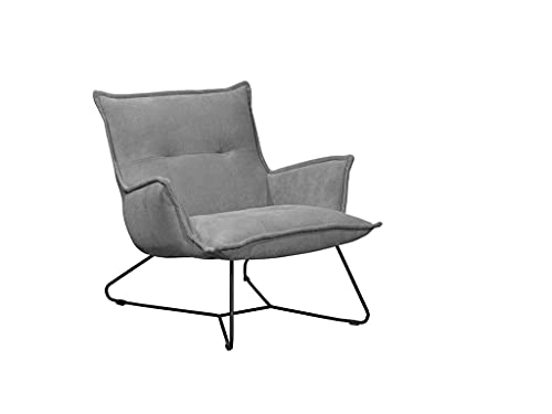 Stella Trading VICO Sessel mit Armlehnen, Dunkelgrau - Bequemer Wohnzimmer Fernsehsessel Relaxsessel mit schwarzem Metallgestell - 82 x 76 x 86 cm (B/H/T) von Stella Trading