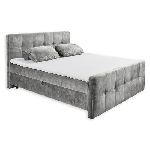 VALETTA 6 Boxbett 180x200 in Grau - Bequemes Doppelbett mit Bettkasten & Komfortschaum Topper - 185 x 115 x 224 cm (B/H/T) VALETTA 6 Boxbett 180x200 in Grau - Bequemes Doppelbett mit Bettkasten & Komfortschaum Topper - 185 x 115 x 224 cm (B/H/T) von Stella Trading