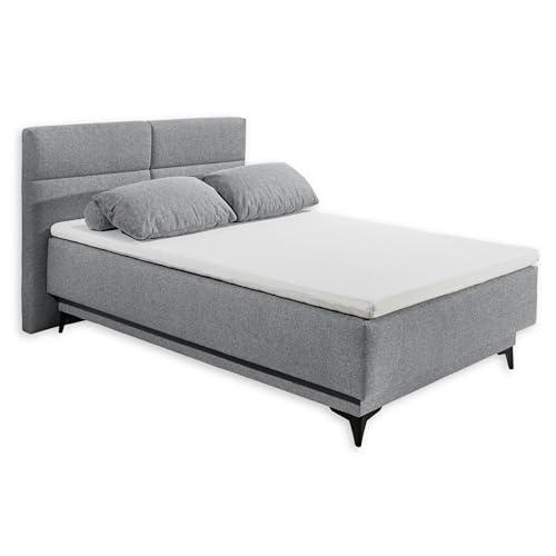 Stella Trading Verdon 6 Boxbett 140x200 in Grau-Bequemes Doppelbett mit Bettkasten & Kaltschaum Topper, 140 x 200 cm von Stella Trading