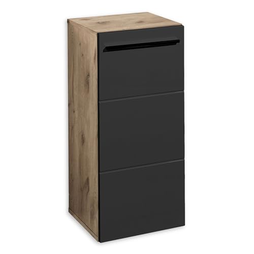 36-566-DR Seitenschrank VISTA Badschrank Kommode in Viking Oak / Schwarz ca. 34 x 72 x 31 cm von Stella Trading