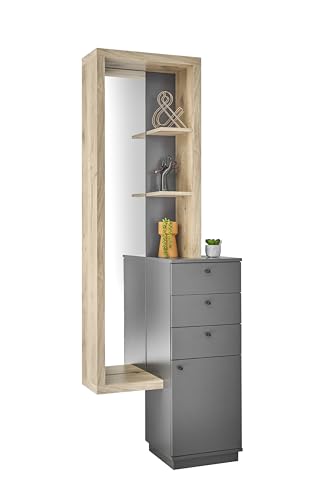Stella Trading Frame Wandgarderobe Flurgarderoben Set in Viking Oak Optik, Anthrazit-Moderne Garderobe mit Spiegel für Ihren Eingangsbereich, 72 x 200 x 35 cm (B/H/T) Stella Trading Frame Wandgarderobe Flurgarderoben Set in Viking Oak Optik, Anthrazit-Moderne Garderobe mit Spiegel für Ihren Eingangsbereich, 72 x 200 x 35 cm (B/H/T) von Stella Trading