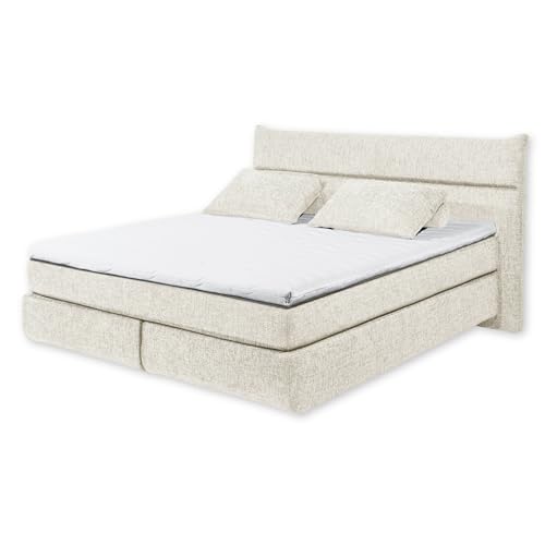 Stella Trading ZANDVOORT 6 Boxspringbett 180x200, Ivory-Bequemes Doppelbett mit 7-Zonen Federkern Wendematratze & Kaltschaum Topper, Holzwerkstoff, 180 x 200 cm von Stella Trading