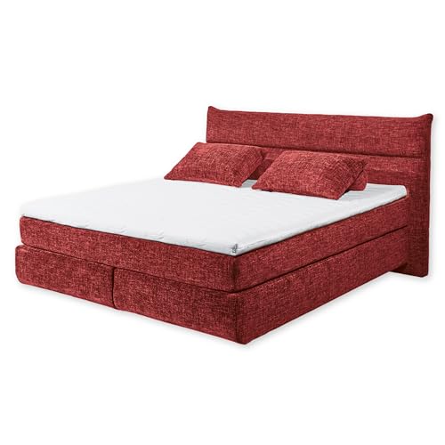 Stella Trading ZANDVOORT 6 Boxspringbett 180x200, Red Berry-Bequemes Doppelbett mit 7-Zonen Federkern Wendematratze & Kaltschaum Topper, Holzwerkstoff, 180 x 200 cm von Stella Trading