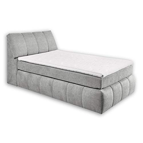 Stella Trading TOLEDO 2 Boxspringbett 120x200 mit Bettkasten, Hellgrau - Bequemes Bett mit 7-Zonen-Federkern Matratze H2-H3 & Komfortschaum Topper - 121 x 110 x 235 cm (B/H/T) von Stella Trading