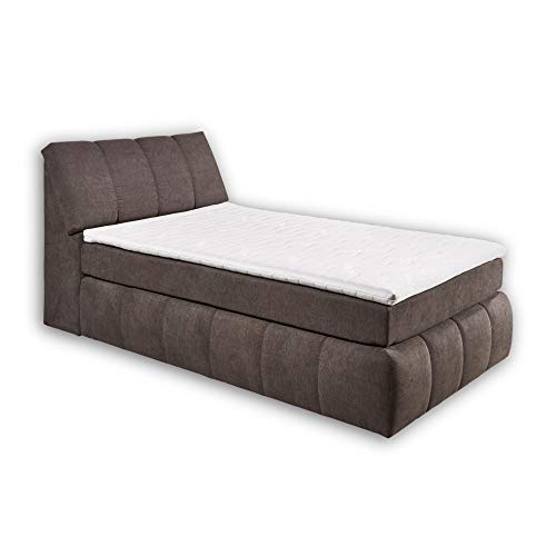 Stella Trading TOLEDO 3 Boxspringbett 120x200 mit Bettkasten, Stone - Bequemes Bett mit 7-Zonen-Federkern & thermoelastischem Topper - 121 x 110 x 235 cm (B/H/T) von Stella Trading