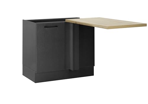 Turin Eckschrank Küche mit Arbeitsplatte in Schwarz, Artisan Eiche Optik - Geräumiger Eck-Unterschrank mit viel Stauraum - 110 x 90 x 60 cm (B/H/T) von Stella Trading