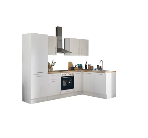 Turin L Eckküche 270 x 211 x 60 cm, weiß - Basic Küchengeräte - Moderne, geräumige Küche in Artisan-Eiche Optik mit viel Stauraum von Stella Trading