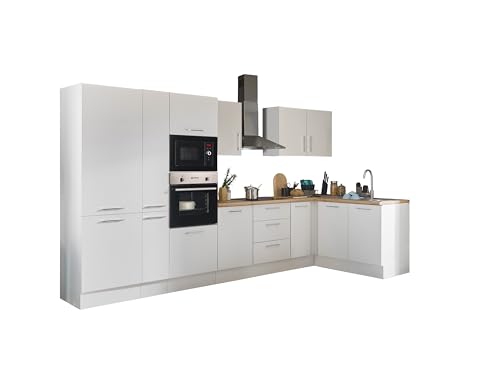 Turin Moderne Eckküche ohne Elektrogeräte in Weiß, Artisan Eiche Optik - Geräumige Küchenzeile in L-Form mit viel Stauraum - 360 x 211 x 60 cm (B/H/T) von Stella Trading
