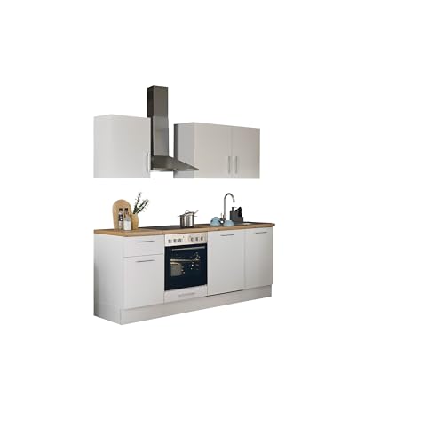 Turin Z Küchenzeile 220 x 211 x 60 cm, weiß - Basic Küchengeräte - Moderne, geräumige Küche in Artisan-Eiche Optik mit viel Stauraum von Stella Trading