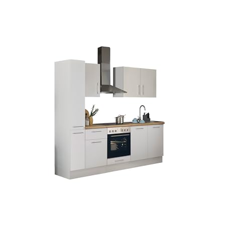 Turin Z Küchenzeile 240 x 211 x 60 cm, weiß - Basic Küchengeräte - Moderne, geräumige Küche in Artisan-Eiche Optik mit viel Stauraum von Stella Trading
