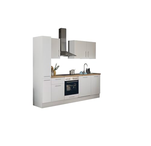 Turin Z Küchenzeile 250 x 211 x 60 cm, weiß - Basic Küchengeräte - Moderne, geräumige Küche in Artisan-Eiche Optik mit viel Stauraum von Stella Trading