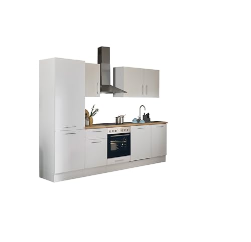 Turin Z Küchenzeile 280 x 211 x 60 cm, weiß - Basic Küchengeräte - Moderne, geräumige Küche in Artisan-Eiche Optik mit viel Stauraum von Stella Trading