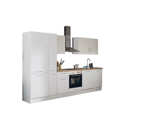 Turin Z Küchenzeile 310 x 211 x 60 cm, weiß - Basic Küchengeräte - Moderne, geräumige Küche in Artisan-Eiche Optik mit viel Stauraum von Stella Trading