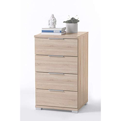 Stella Trading Universal Nachttisch in Eiche Sonoma Optik - Moderner Nachtschrank mit vier Schubladen für Ihr Boxspringbett - 46 x 79 x 42 cm (B/H/T) von Stella Trading