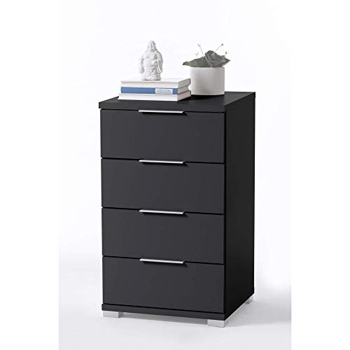 Stella Trading Universal Nachttisch in Schwarz - Moderner Nachtschrank mit vier Schubladen für Ihr Boxspringbett - 46 x 79 x 42 cm (B/H/T) von Stella Trading