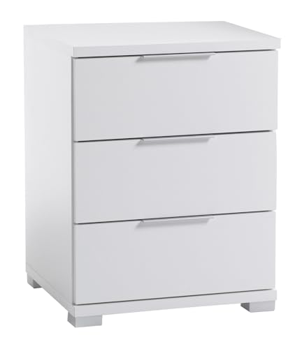 Stella Trading Universal Nachttisch in Weiß - Moderner Nachtschrank mit drei Schubladen für Ihr Boxspringbett - 46 x 61 x 42 cm (B/H/T) von Stella Trading