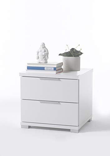 Universal Nachttisch in Weiß - Moderner Nachtschrank mit zwei Schubladen für Ihr Bett - 46 x 43 x 42 cm (B/H/T) von Stella Trading