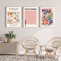 3Er Set Drucke, Matisse Poster, Cutout, Blumenmarkt Druck, Yayoi Kusama Print, Gallery Wall Art Prints-S5 von StellaPosterPrint