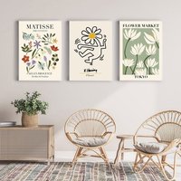 3Er Set Drucke, Matisse Print, Cutout, Blumenmarkt Druck, Keith Haring Poster, Blumenmarkt Poster, Gallery Wall Art Prints-S9 von StellaPosterPrint