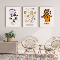 3Er Set Drucke, Matisse Print, Cutout, Keith Haring Poster, Keith Love Print, Matisse Print Set, Gallery Wall Art Prints-S26 von StellaPosterPrint