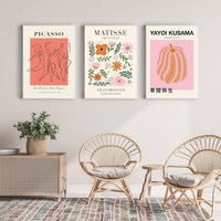 3Er Set Drucke, Matisse Print, Cutout, Picasso Yayoi Kusama Kürbis Poster, Gallery Wall Art Prints-S8 von StellaPosterPrint