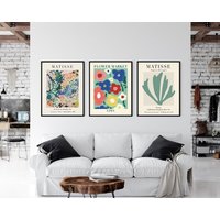 3Er Set Drucke , Matisse Poster Print Blumenmarkt Blatt Druck Ausstellungsposter Gallery Wall Art Prints-S28 von StellaPosterPrint