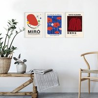 3Er Set Kunstdrucke , Galerie Wandkunstdrucke Yayoi Kusama Poster Blumenmarkt Wandkunst , Joan Miro Prin , Ausstellungsposter, Museum Print-S40 von StellaPosterPrint