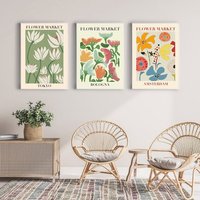 3Er Set Prints , Blumenmarkt Druck Poster Floral Wall Art Tokyo Print Gallery Prints-S21 von StellaPosterPrint