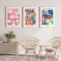 3Er Set Prints , Blumenmarkt Poster Floral Wall Art Print Gallery Prints-S24 von StellaPosterPrint