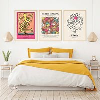 3Er Set Prints , Keith Haring Poster Wall Art Flower Print Gallery Prints-S19 von StellaPosterPrint