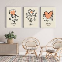 3Er Set Prints , Keith Haring Print Poster Wall Art Love Gallery Prints-S23 von StellaPosterPrint