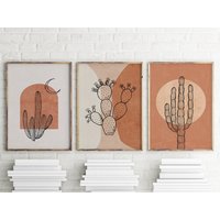 Abstrakter Kaktus Wüste Druck 3Er Set , Drucke Boho Wandkunst Abstrakte Galerie Drucke-S94 von StellaPosterPrint