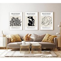 Beige Matisse Print 3Er Set, Abstraktes Wandbild, Henri Ausstellungsposter, Cut Out Print, Gallery Wall Art Prints-S52 von StellaPosterPrint