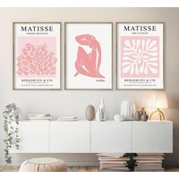 Blush Pink Matisse Print 3Er Set, Abstraktes Wandbild, Henri Ausstellungsposter, Cut Out Print, Gallery Wall Art Prints-S46 von StellaPosterPrint