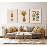 Boho Print Sef Of 3 , Abstrakte Wandkunst Mid Century Prints Gallery Wandset Drucke Wall Art Prints-S63 von StellaPosterPrint