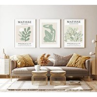 Sage Green Matisse Print 3Er Set, Abstraktes Wandbild, Henri Ausstellungsposter, Cut Out Print, Gallery Wall Art Prints-S45 von StellaPosterPrint