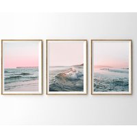 strand Wandkunst Set Von 3 , Küstenwandkunst Ozean Sonnenuntergang Druck Galerie Drucke-S109 von StellaPosterPrint